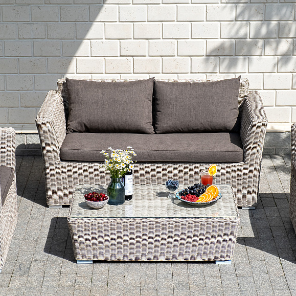 Капучино Сингл лаунж-зона из искусственного ротанга, цвет бежевый фото 5