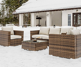 Лаунж-зона Karl Royal Family из искусственного ротанга с трёхместным диваном, цвет коричневый