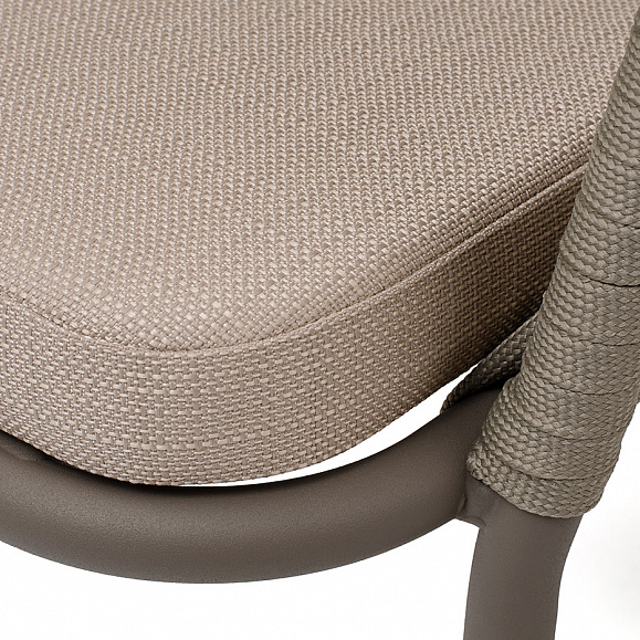 Бордо стул плетеный из роупа (колос), каркас алюминий серый (RAL7022) муар, роуп серый 15мм, ткань темно-серая 027 фото 6