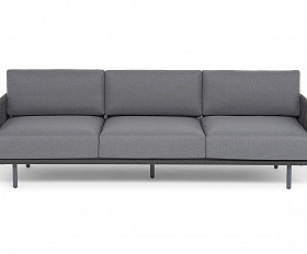 Джелло диван 3-местный плетеный из роупа, каркас алюминий темно-серый (RAL7024) муар, роуп темно-серый круглый, ткань темно-серая 027