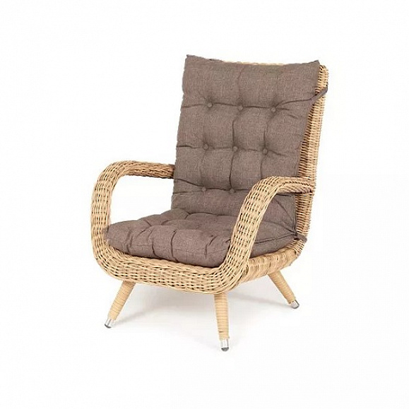Плетеное кресло Толедо 4SIS из искусственного ротанга, цвет соломенный фото 3