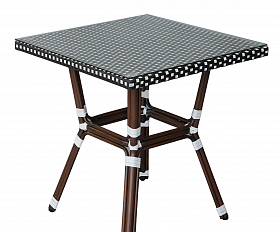 Кабри обеденная группа плетеная на 4 персоны, цвет черно-белый