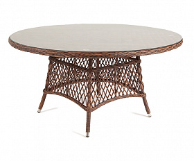 Эспрессо плетеный круглый стол, диаметр 150 см, цвет коричневый