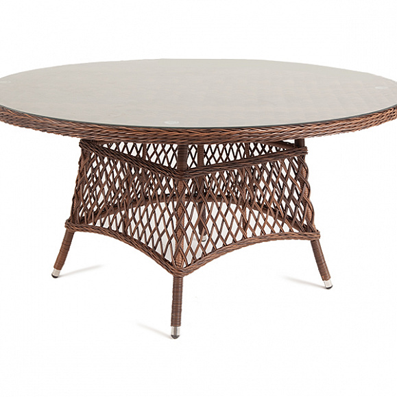 Эспрессо плетеный круглый стол, диаметр 150 см, цвет коричневый фото 2