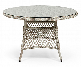 Эспрессо плетеный круглый стол, диаметр 118 см, цвет бежевый