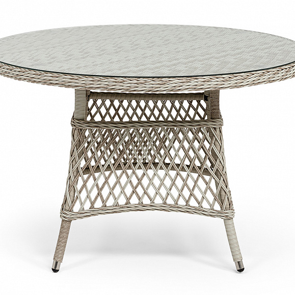 Эспрессо плетеный круглый стол, диаметр 118 см, цвет бежевый фото 2