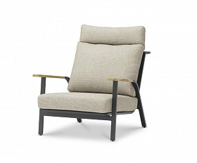 Кресло Malmo Brafritid с пуфом, антрацит/светло-серый, алюминий/тик