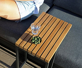 Кофейный стол Amal Brafritid маленький, антрацит/натуральный, алюминий/тик