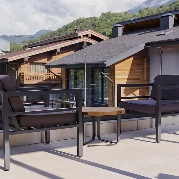 Эстелья кресло, каркас алюминий темно-серый (RAL7024) муар, ткань темно-серая 027 фото 1