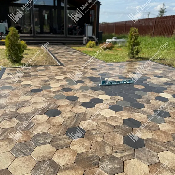 Тротуарная плитка Выбор Соты - Б.3.Ш.6 60 мм Стандарт Черный фото 2