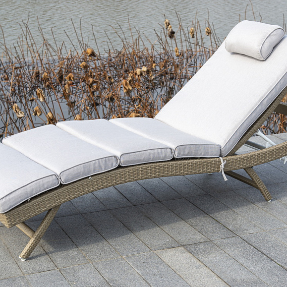 Лиссабон шезлонг из искусственного ротанга, цвет соломенный фото 6