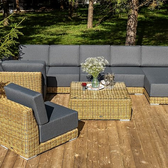 Трансформирующаяся Капри 4SIS лаунж-зона из искусственного ротанга, цвет соломенный фото 1