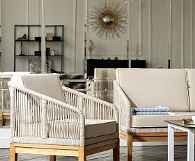 Лаунж-зона 4-местная Канны 4SIS из роупа (веревки), основание дуб, цвет бежевый