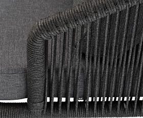 Кресло плетеное Верона 4SIS из роупа, каркас алюминий темно-серый (RAL7024) шагрень, роуп темно-серый круглый, ткань темно-серая