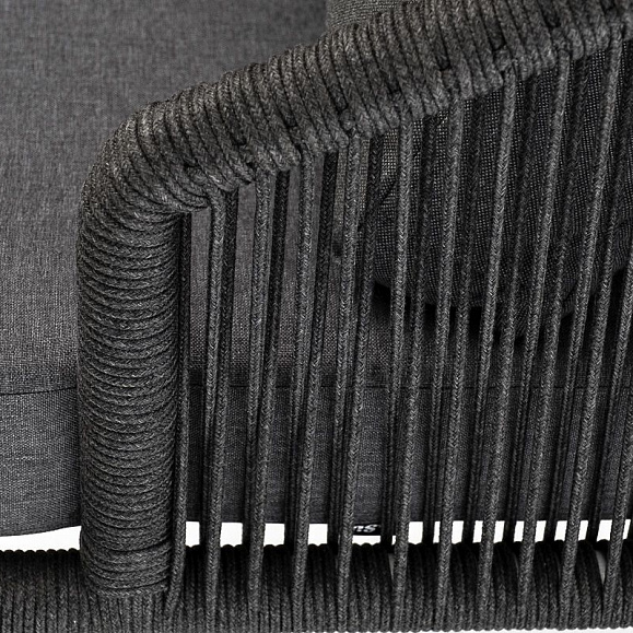 Кресло плетеное Верона 4SIS из роупа, каркас алюминий темно-серый (RAL7024) шагрень, роуп темно-серый круглый, ткань темно-серая фото 7