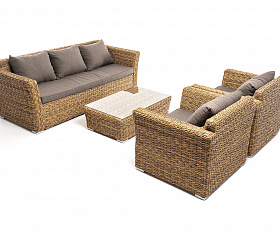 Капучино лаунж-зона из искусственного ротанга (гиацинт), цвет соломенный