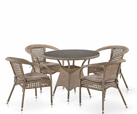 Комплект плетеной мебели Лион-1B T220CT/Y32-W56 Light brown 4Pcs