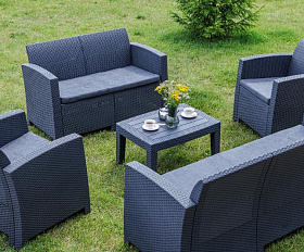 Обеденный комплект Grand Lana L Royal Family из пластика, цвет графит