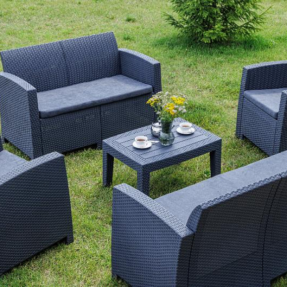 Обеденный комплект Grand Lana L Royal Family из пластика, цвет графит фото 3