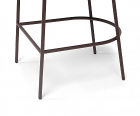 Диего стул барный плетеный из роупа, каркас из стали коричневый (RAL8016) муар, роуп коричневый круглый, ткань темно-серая 027