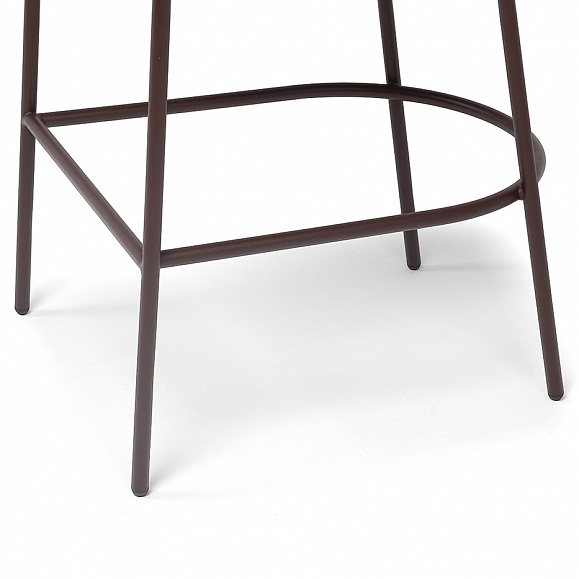 Диего стул барный плетеный из роупа, каркас из стали коричневый (RAL8016) муар, роуп коричневый круглый, ткань темно-серая 027 фото 7