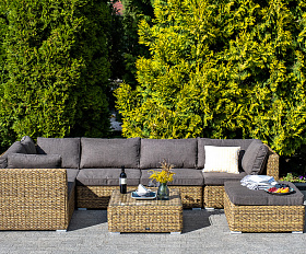 Лунго трансформирующаяся лаунж-зона из искусственного ротанга (гиацинт), цвет соломенный