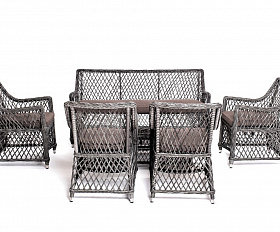 Лаунж-зона Асти 4SIS из искусственного ротанга, цвет графит 6 персон