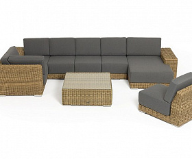 Трансформирующаяся Капри 4SIS лаунж-зона из искусственного ротанга, цвет соломенный