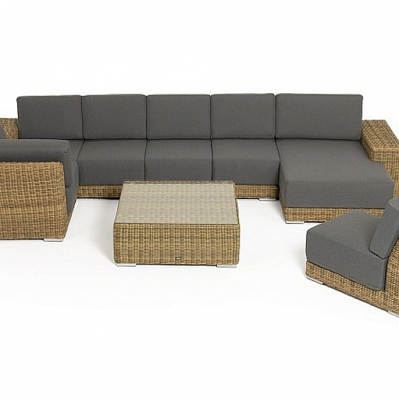 Трансформирующаяся Капри 4SIS лаунж-зона из искусственного ротанга, цвет соломенный фото 2