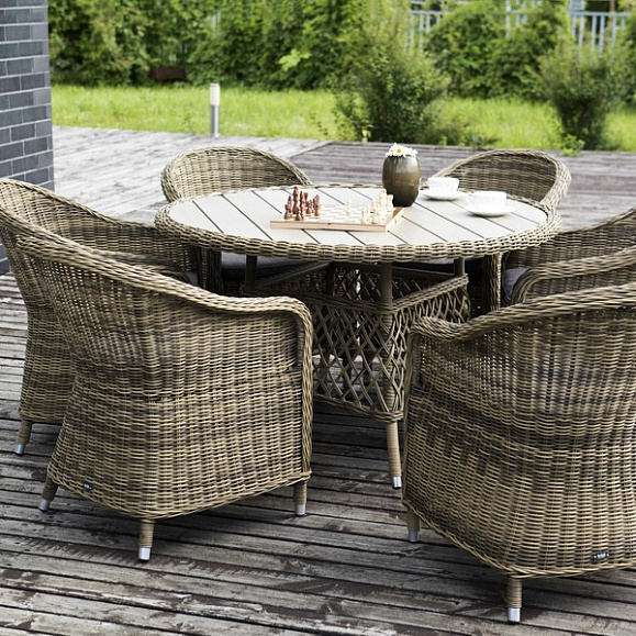 Равенна плетеное кресло из искусственного ротанга, цвет соломенный фото 4