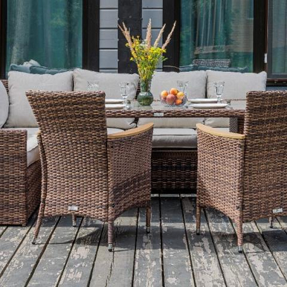 Угловой комплект Zorro Wood Double Royal Family из искусственного ротанга, цвет коричневый фото 1