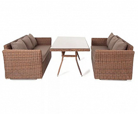Обеденная группа Мокко Дабл 4SIS из искусственного ротанга, цвет коричневый
