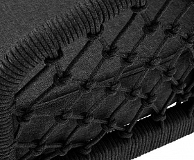 Диван Канны 4SIS 2-местный плетеный из роупа (узелки), каркас алюминий темно-серый (RAL7024) муар, роуп темно-серый круглый, ткань темно-серая 27