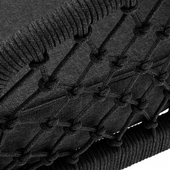 Диван Канны 4SIS 2-местный плетеный из роупа (узелки), каркас алюминий темно-серый (RAL7024) муар, роуп темно-серый круглый, ткань темно-серая 27 фото 2