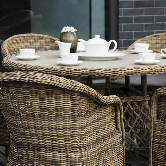 Равенна плетеное кресло из искусственного ротанга, цвет соломенный фото 5