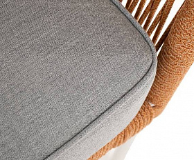 Диван Канны 4SIS 2-местный плетеный из роупа, каркас алюминий светло-серый (RAL7035) муар, роуп оранжевый меланж круглый, ткань светло-серая