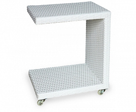 Плетеный кофейный стол MILANO белый для шезлонга Joygarden