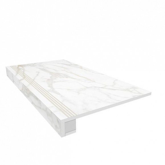 Комплект Керамогранитная ступень Estima SM02 33x120 см с бортиком + Подступенок 14,5х120 см фото 1