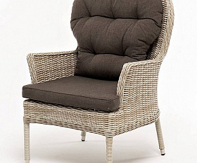 Плетеное кресло Алиса 4SIS из искусственного ротанга, цвет бежевый с подушками