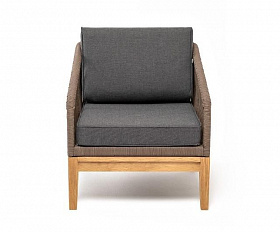 Кресло Канны 4SIS из роупа (веревки), основание дуб, цвет коричневый