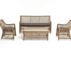 Лаунж-зона Асти 4SIS из искусственного ротанга, цвет соломенный 4 персоны
