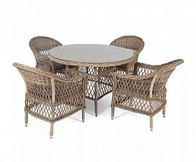 Обеденная группа Дольче 4SIS из искусственного ротанга, цвет соломенный