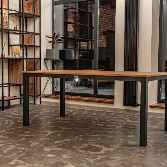 Обеденный стол Oscar Royal Family из алюминия со столешницей из тика фото 2