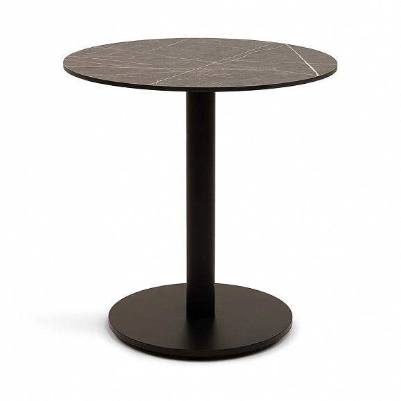 Каффе стол из HPL круглый Ø70см, цвет серый мрамор, подстолье стальное фото 1