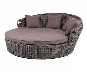 Плетеная кровать круглая Стильяно 4SIS из искусственного ротанга, цвет графит