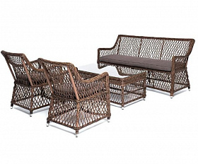Лаунж-зона Асти 4SIS из искусственного ротанга, цвет коричневый 4 персоны