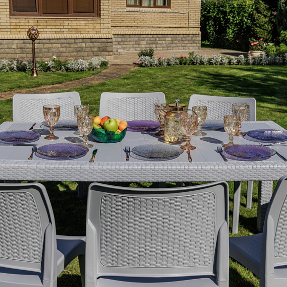 Обеденный комплект July L Royal Family из пластика, цвет светло-серый фото 5