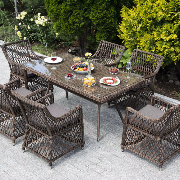 Обеденная Латте 4SIS группа плетеная, цвет коричневый фото 2