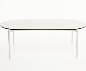 Диего журнальный стол из HPL 120х60 H40, каркас белый муар, цвет молочный