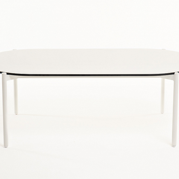 Диего журнальный стол из HPL 120х60 H40, каркас белый муар, цвет молочный фото 2